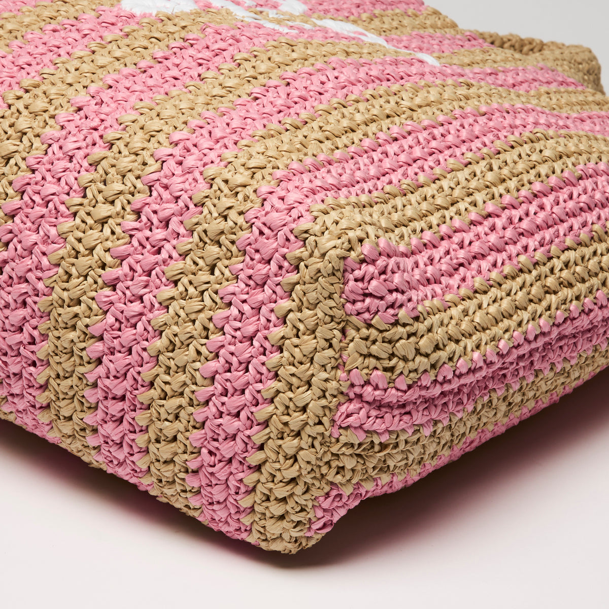 Prada Pink and Beige Raffia Tote