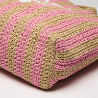 Prada Pink and Beige Raffia Tote