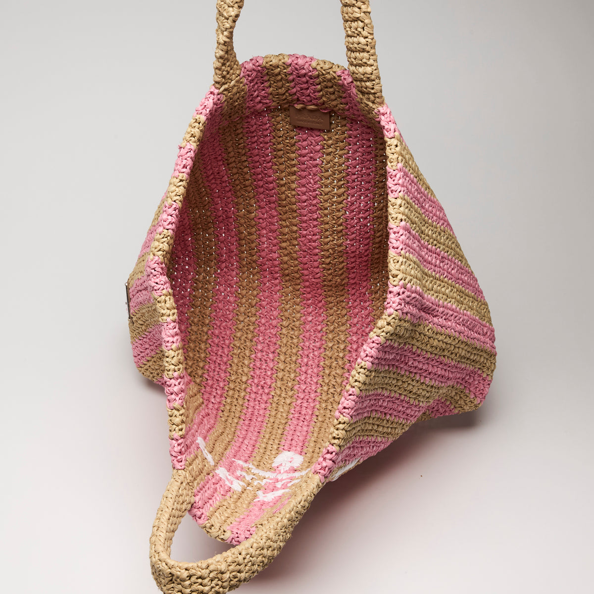 Prada Pink and Beige Raffia Tote