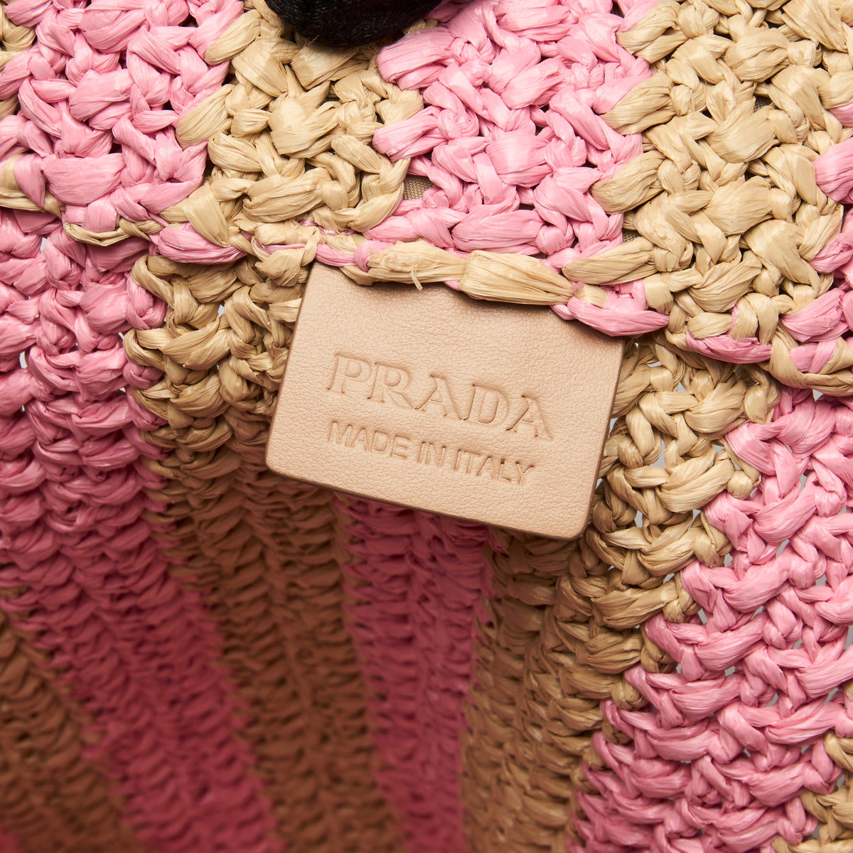 Prada Pink and Beige Raffia Tote