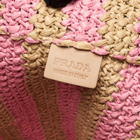 Prada Pink and Beige Raffia Tote