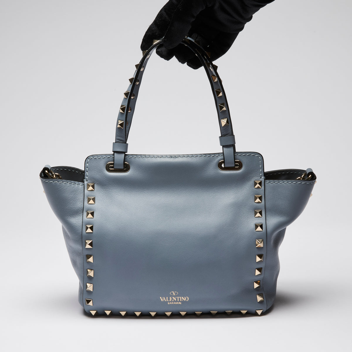 Valentino Blue Soft Leather Rockstud Mini Tote