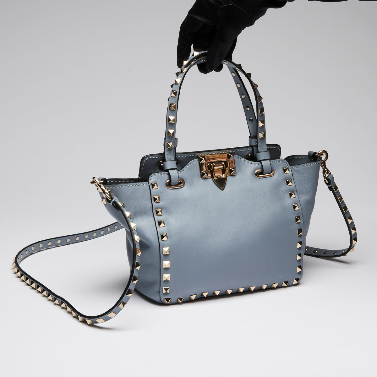 Valentino Blue Soft Leather Rockstud Mini Tote