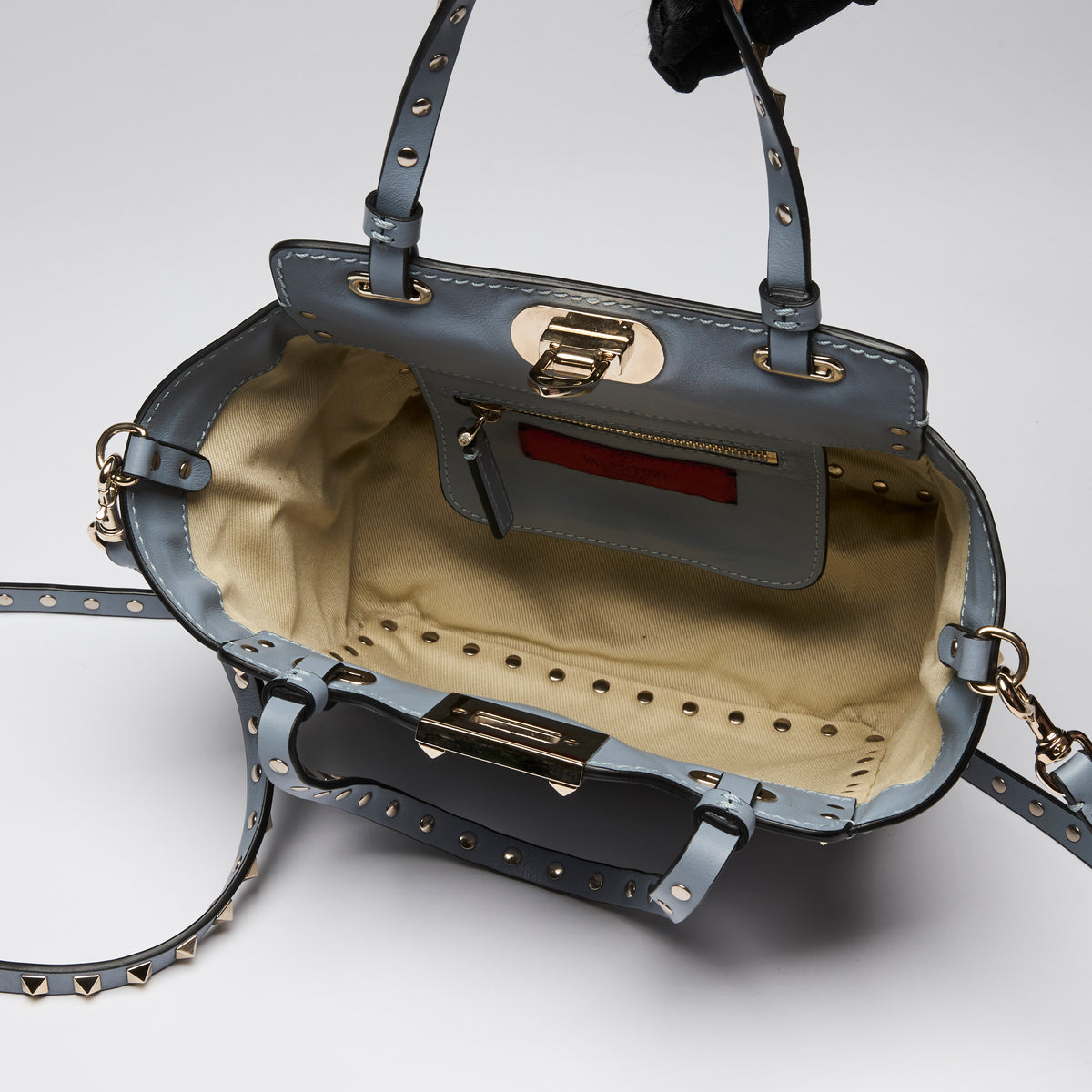 Valentino Blue Soft Leather Rockstud Mini Tote