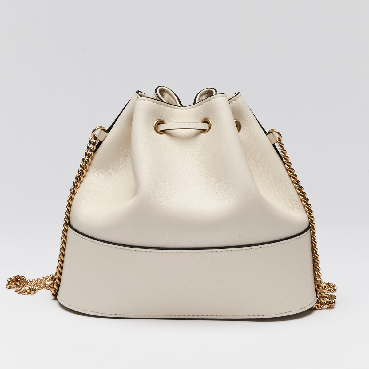 Valentino White Nappa Leather VLogo Mini Bucket Bag