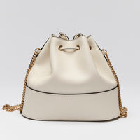 Valentino White Nappa Leather VLogo Mini Bucket Bag