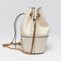 Valentino White Nappa Leather VLogo Mini Bucket Bag