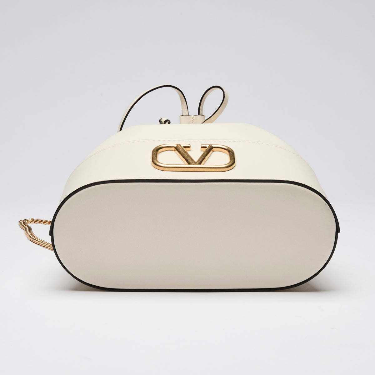 Valentino White Nappa Leather VLogo Mini Bucket Bag