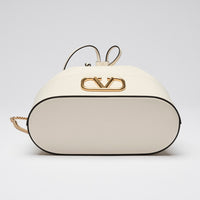 Valentino White Nappa Leather VLogo Mini Bucket Bag