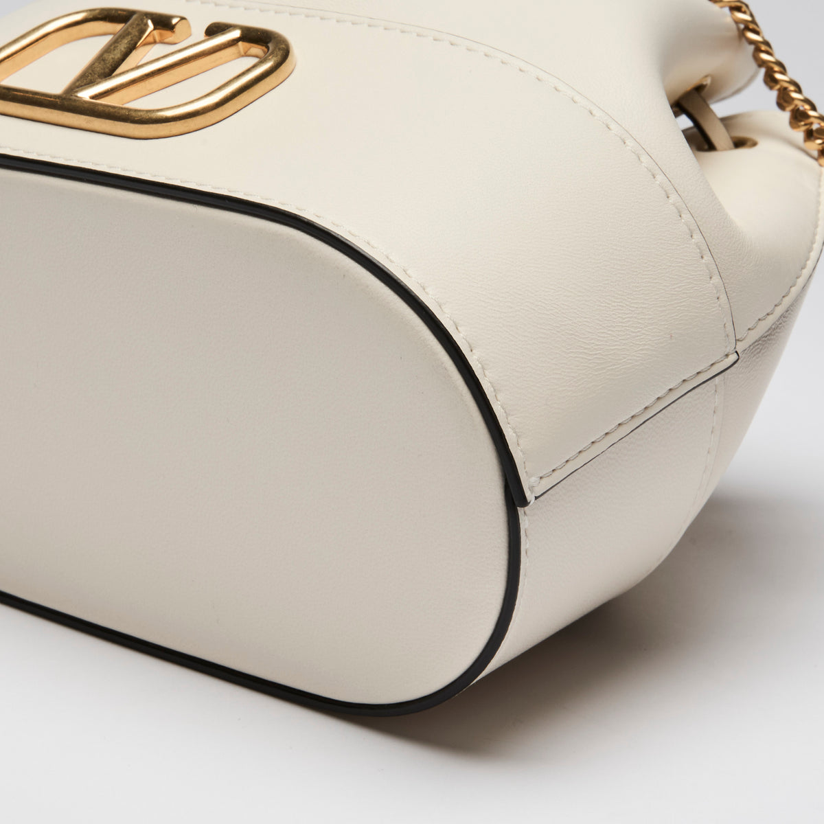 Valentino White Nappa Leather VLogo Mini Bucket Bag