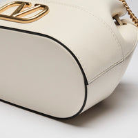 Valentino White Nappa Leather VLogo Mini Bucket Bag