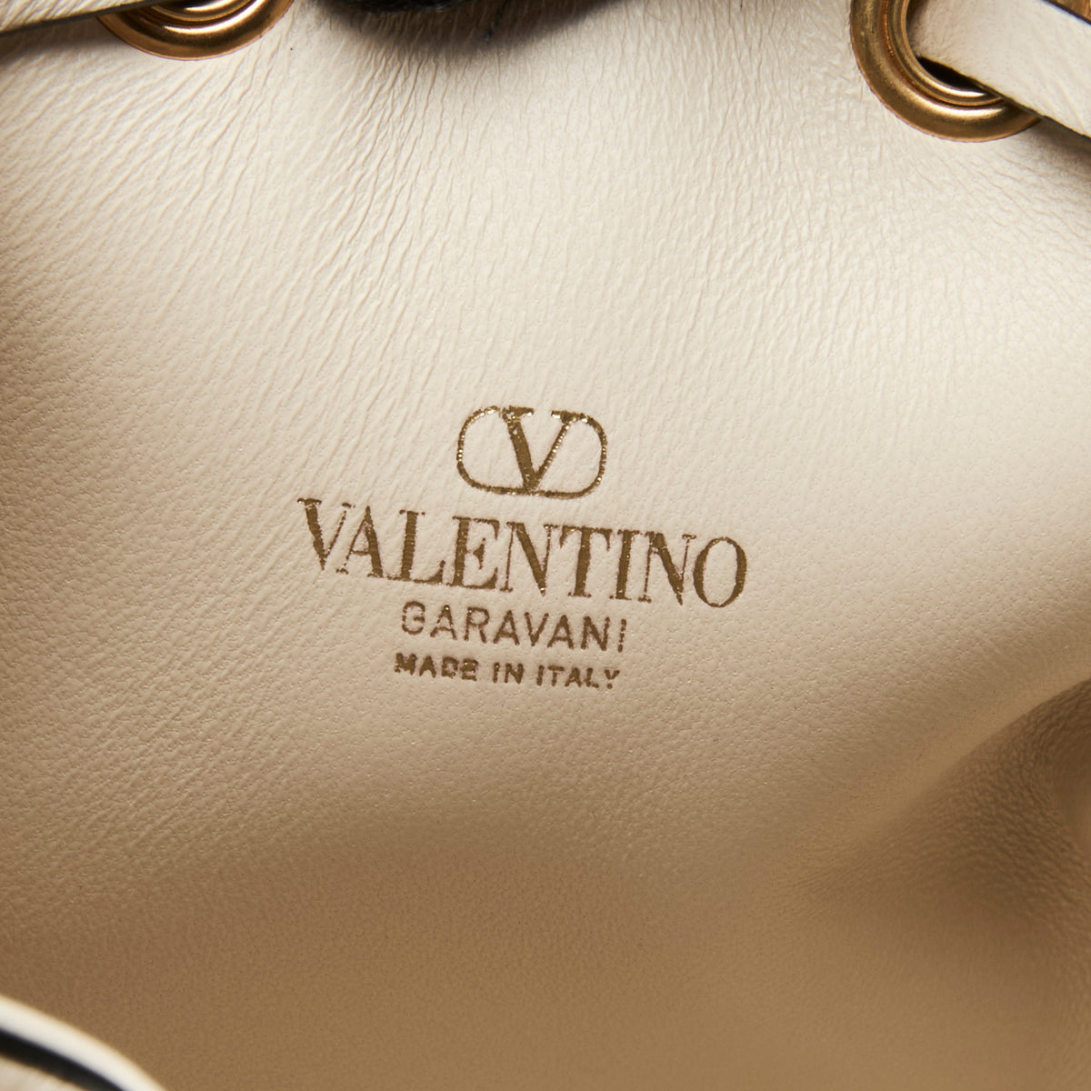 Valentino White Nappa Leather VLogo Mini Bucket Bag