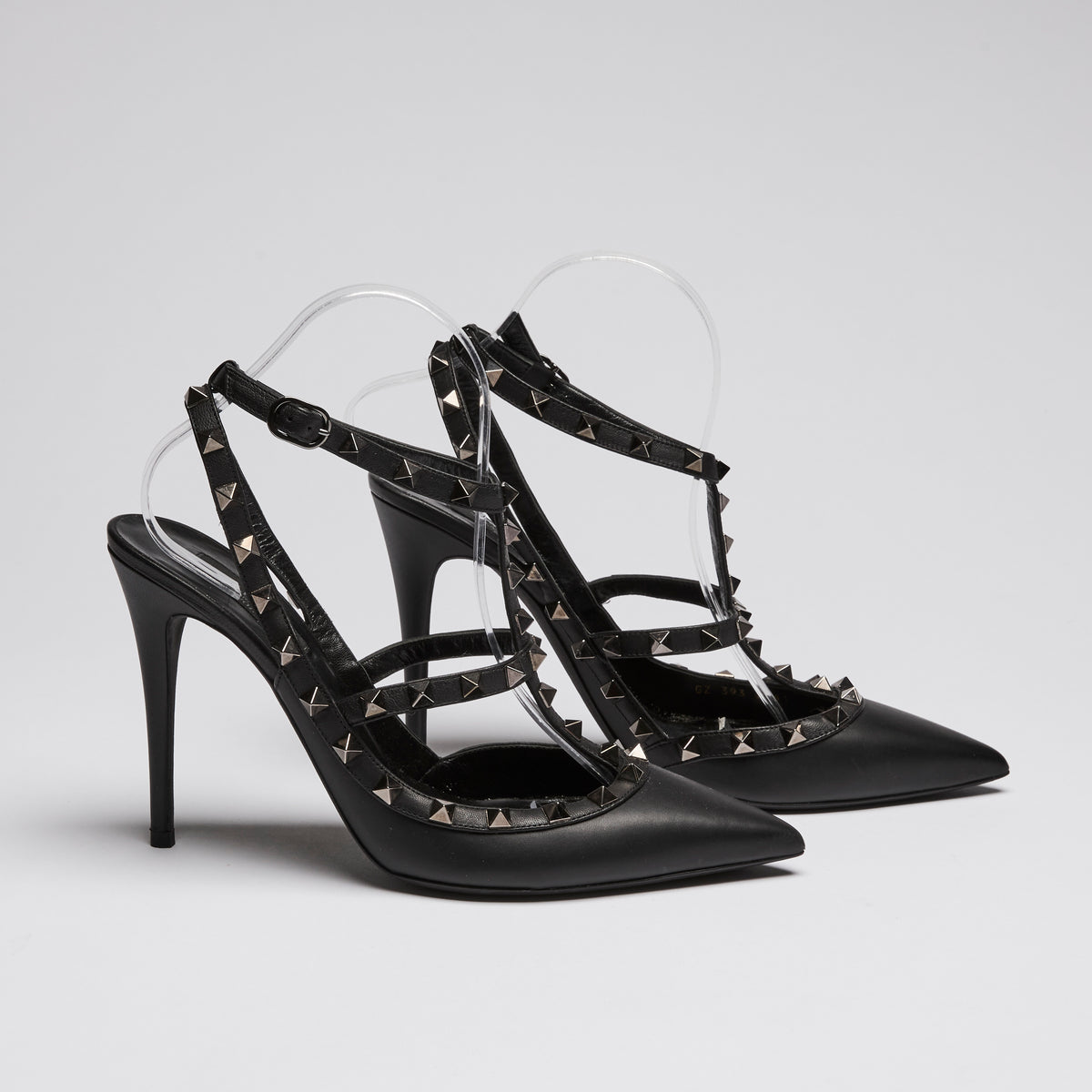 Valentino Black Brushed Leather Rockstud Heel Sandals Size 41