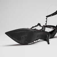 Valentino Black Brushed Leather Rockstud Heel Sandals Size 41