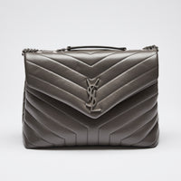 YSL Medium Lou Lou Grey Hand Bag (Front)