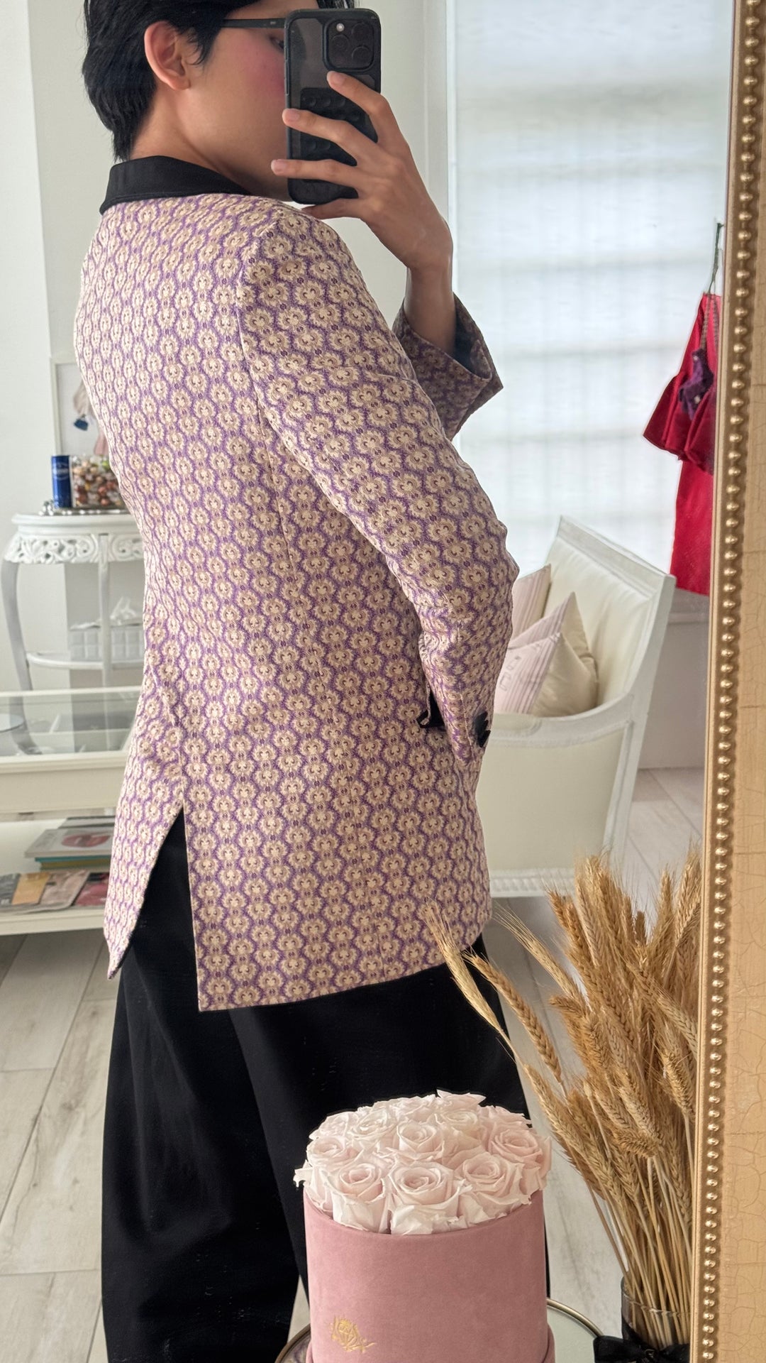 Gucci Purple & Gold Cotton Blend Woven Brocade Blazer Size 40