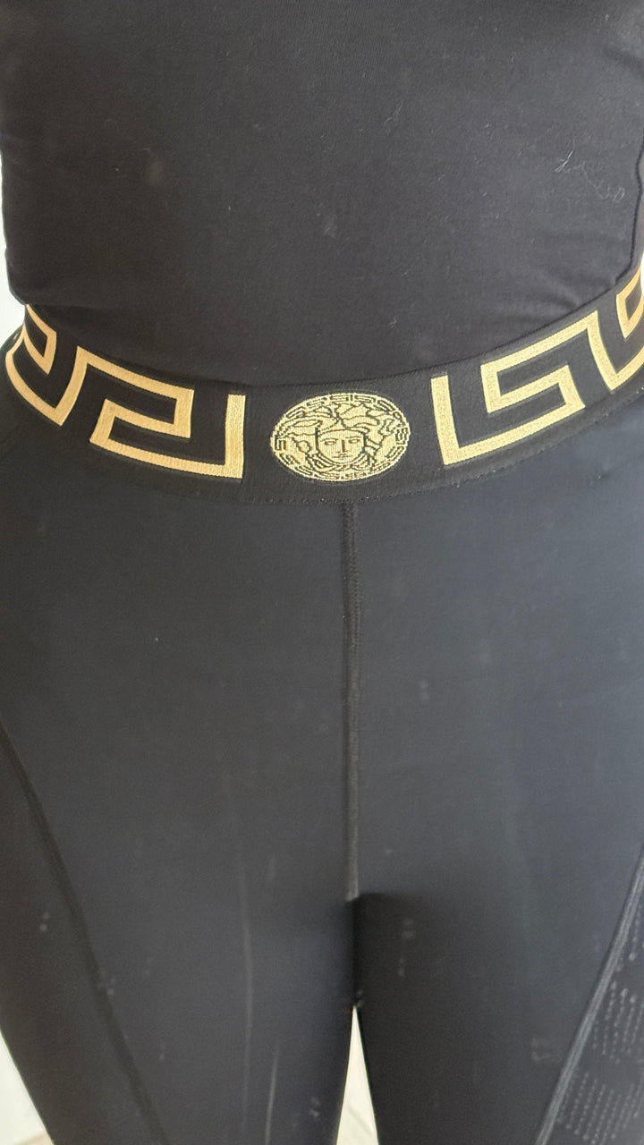Versace Black Greca Leggings Size XS