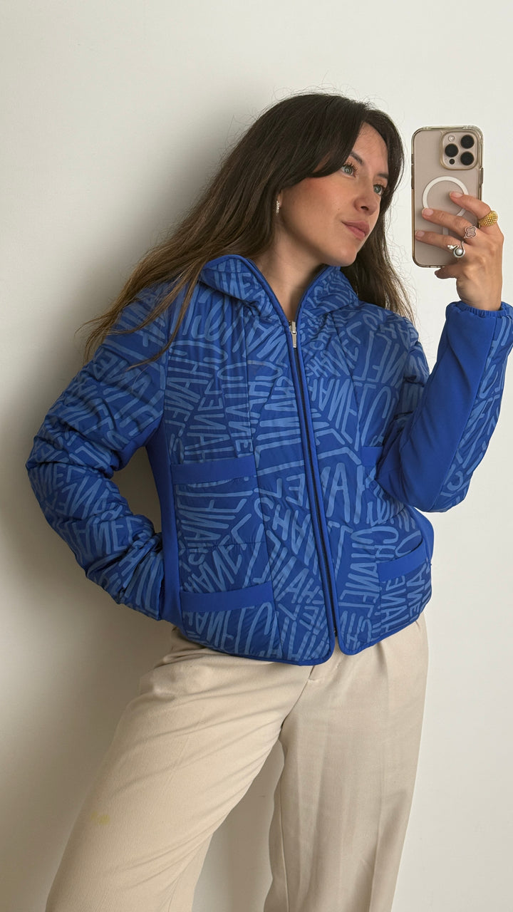 Pre-Loved Chanel™ Blue Reversible Logo Jacket Size 36