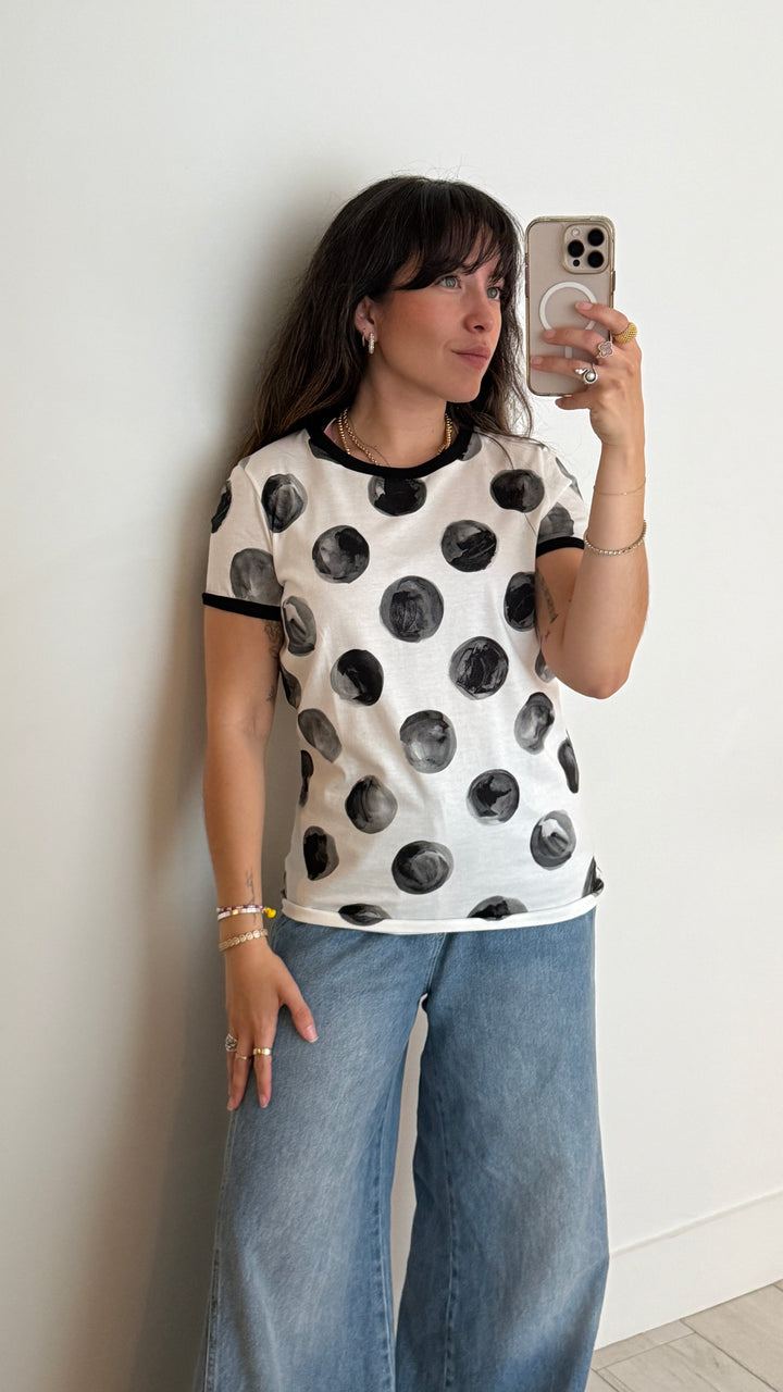 Dolce & Gabbana Polka Dot Printed  T-Shirt Size 42