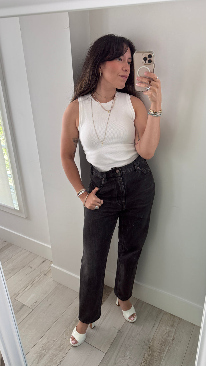 Celine Black High Waisted Straight Cut Denim Jeans Size 31