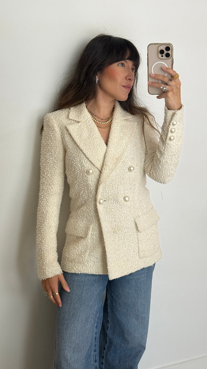Pre-Loved Chanel™ - Ivory Tweed Blazer Size 34