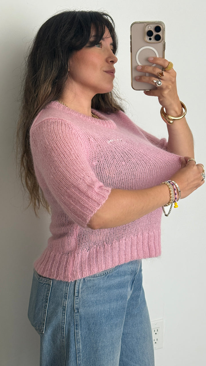 Ganni Pink Mohair & Wool Knit Sweater Size S