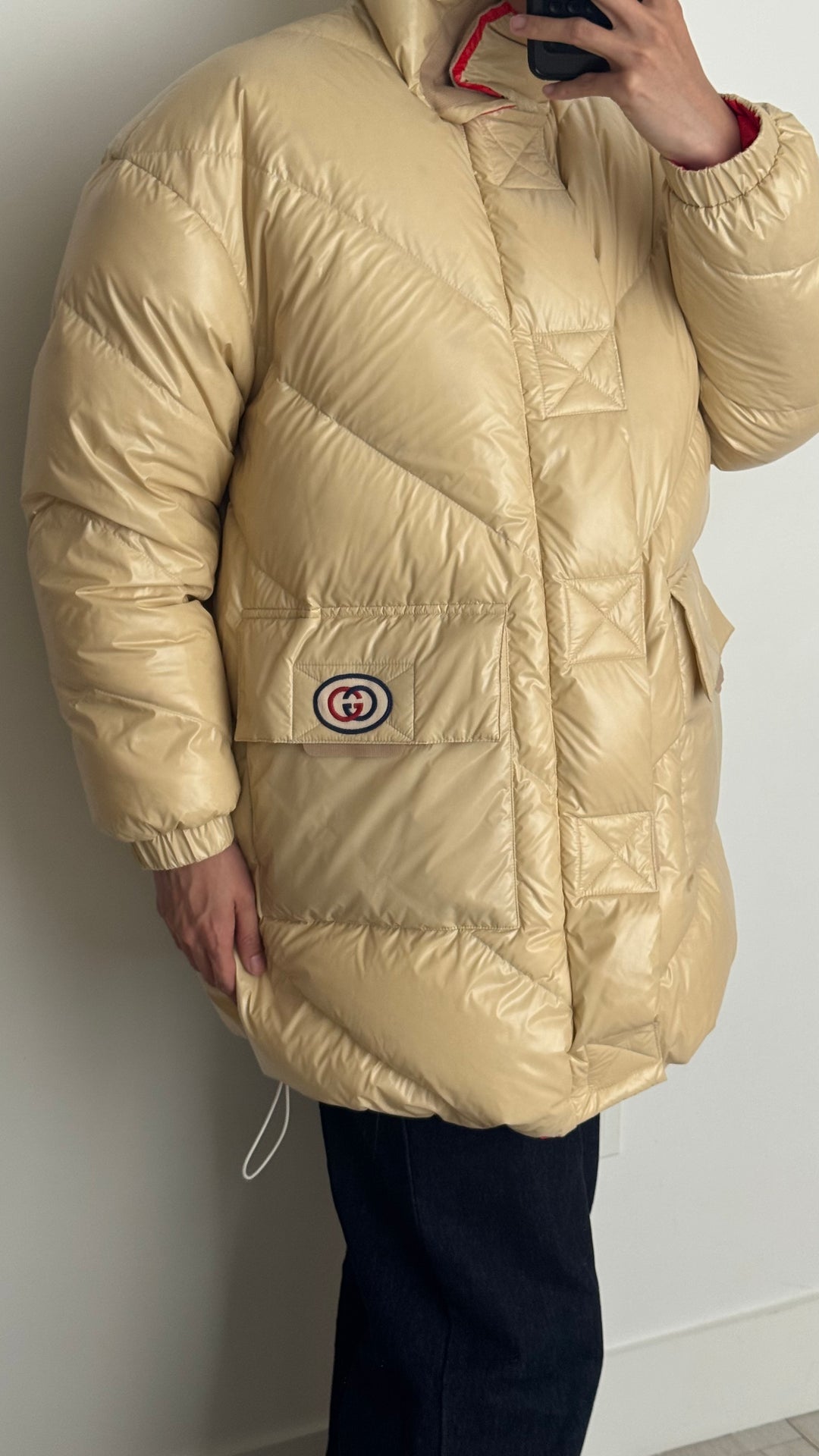 Gucci Beige & Orange Reversible Puffer Jacket Size 42