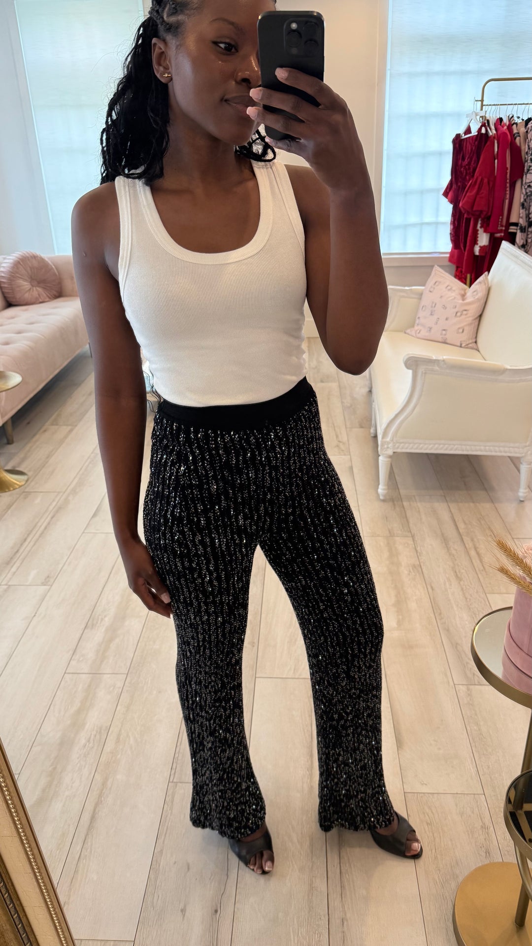 Missoni Black Knit Sequin Pants Size 42