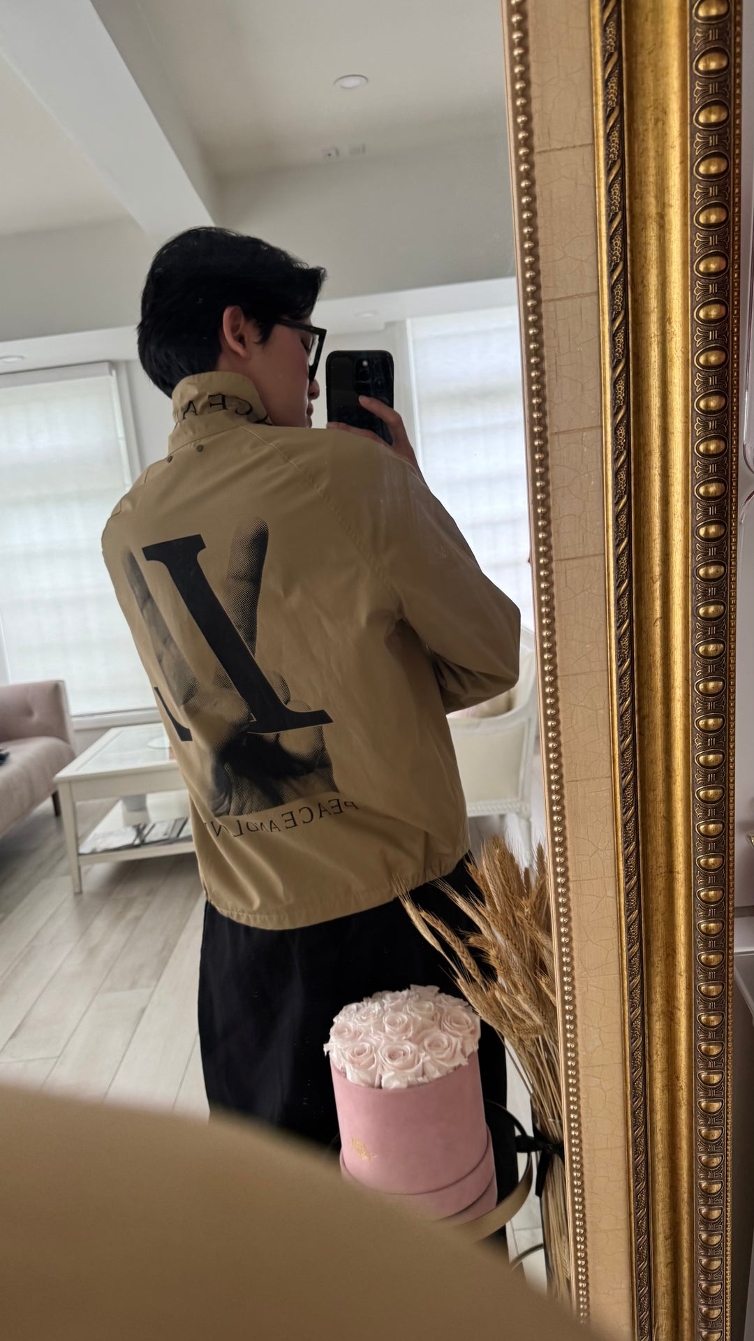 Louis Vuitton Men's Beige Cotton Peace & Love Harrington Jacket Size 48