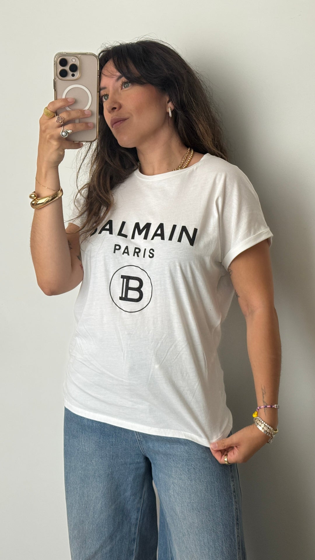 Balmain White Cotton Logo T-Shirt Size XS