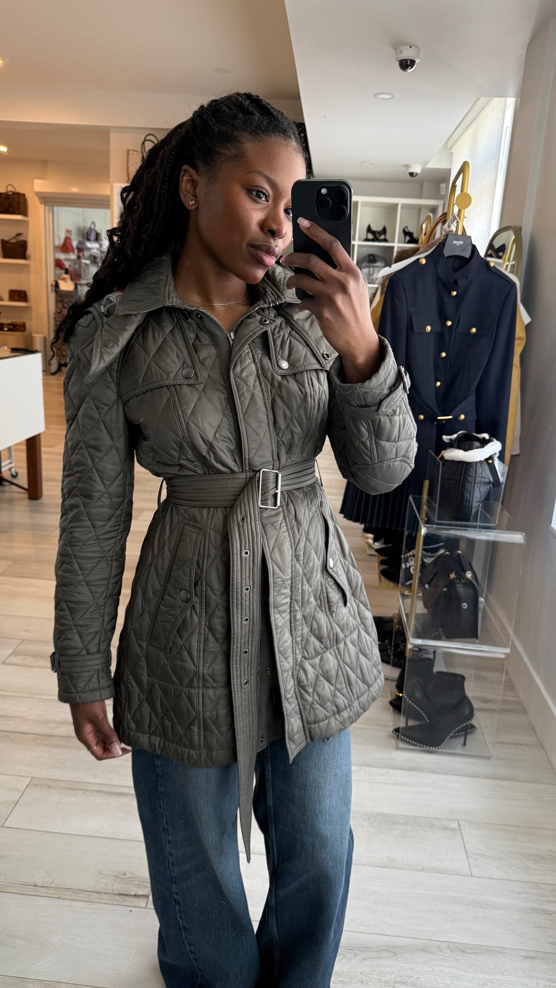 Burberry Khaki Nylon Trench Coat Size M