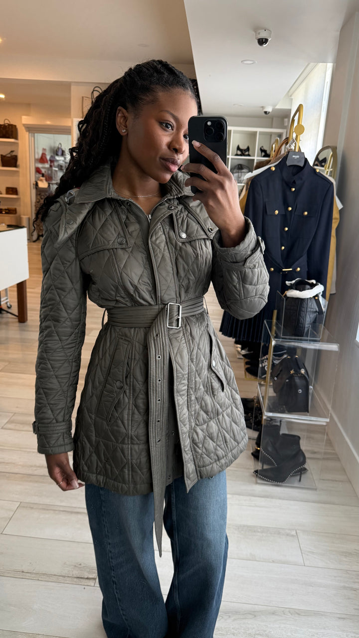 Burberry Khaki Nylon Trench Coat Size M
