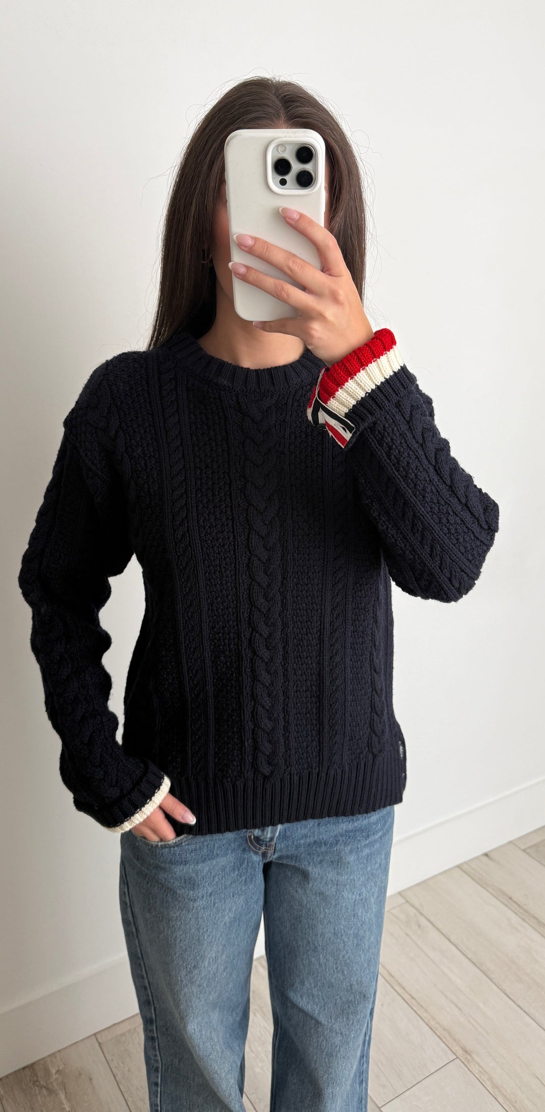 Thom Browne Navy Cable-knit Wool Sweater Size 3