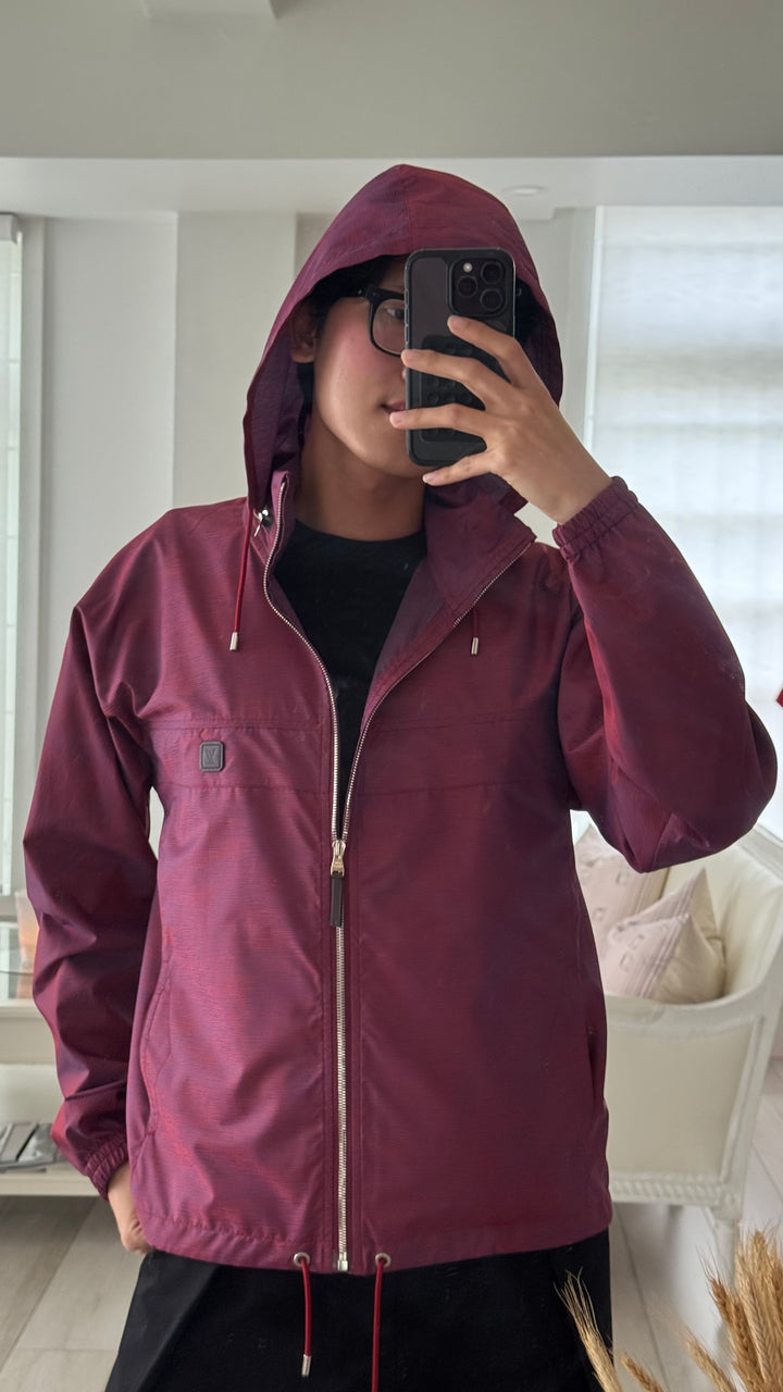 Louis Vuitton Men's Iridescent Burgundy & Blue Epi Patterned Windbreaker Size 48