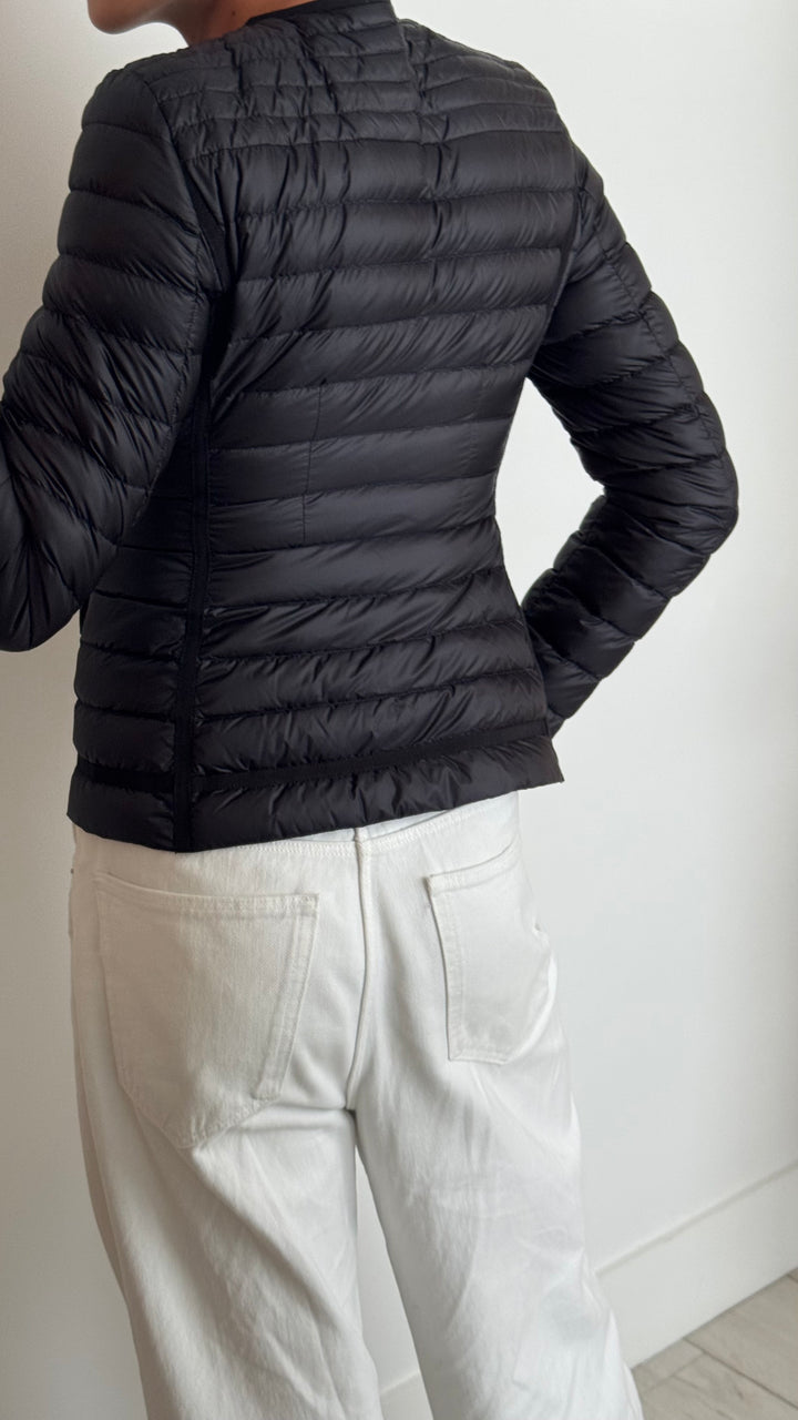 Moncler Black Nylon Cropped Jacket with Asymmetric Zipper Size 1