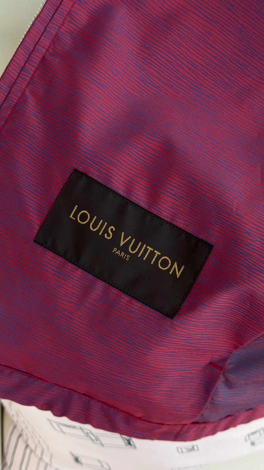 Louis Vuitton Men's Iridescent Burgundy & Blue Epi Patterned Windbreaker Size 48