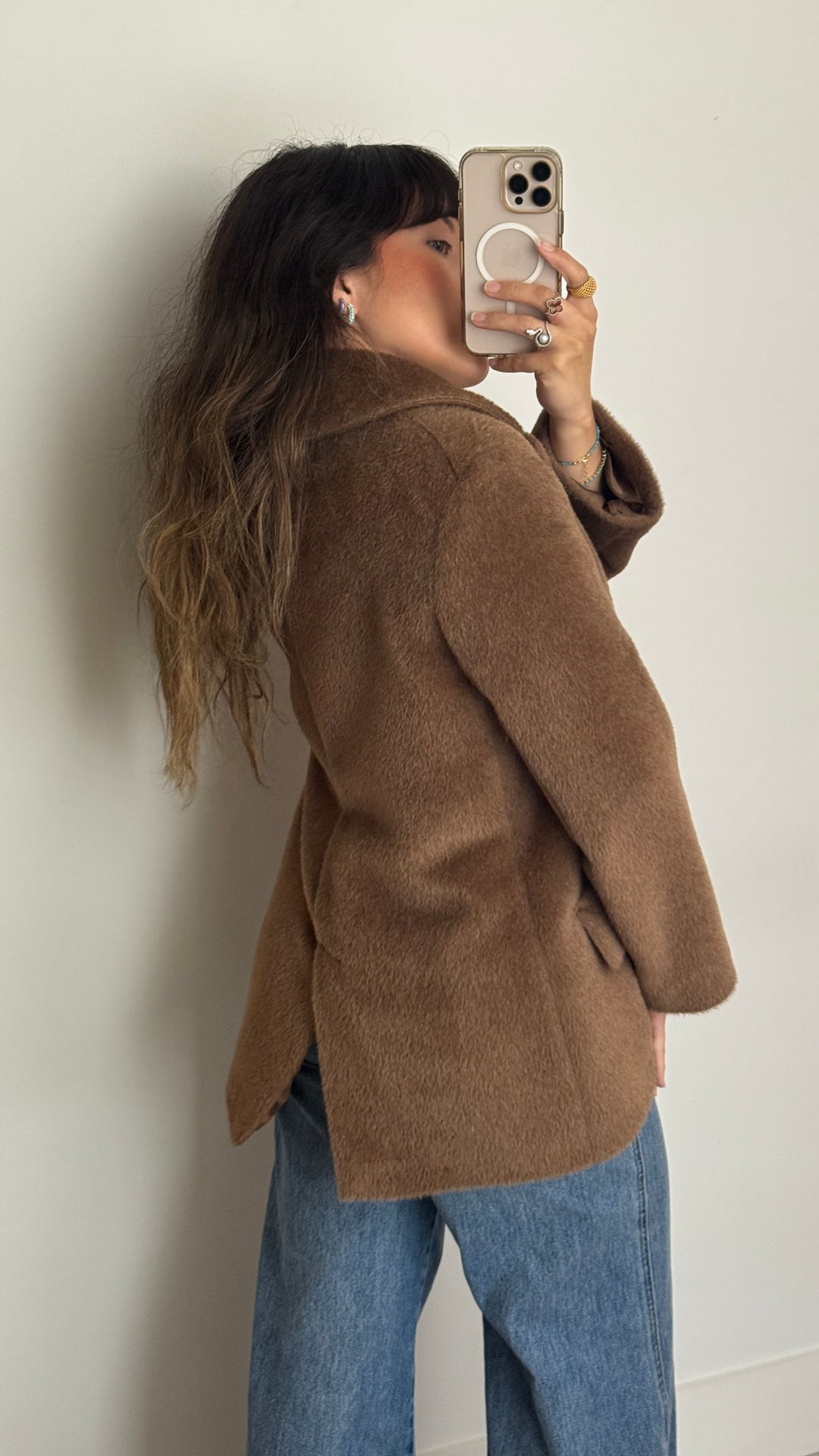 Max Mara Brown Alpaca and Wool Blend Coat Size 40