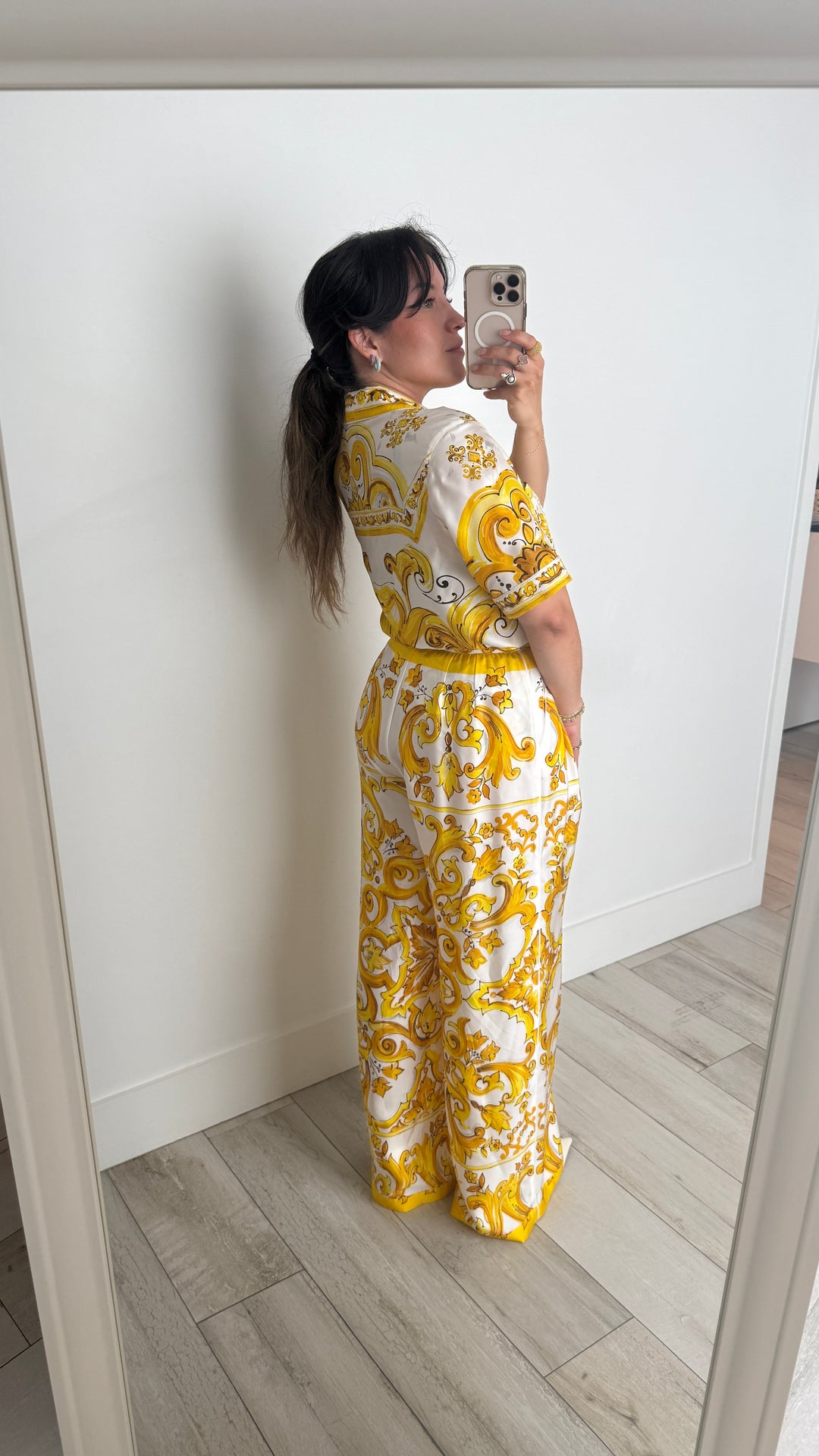 Dolce & Gabbana Yellow and White Printed Set Size 38