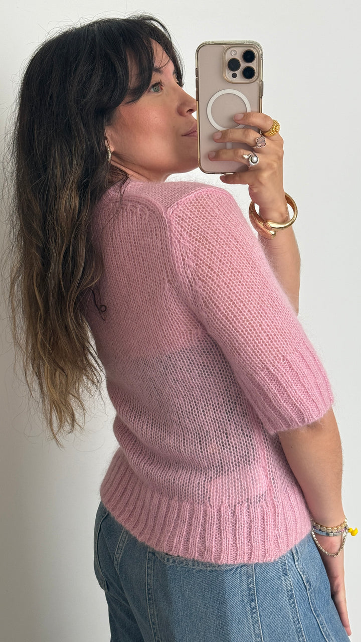 Ganni Pink Mohair & Wool Knit Sweater Size S