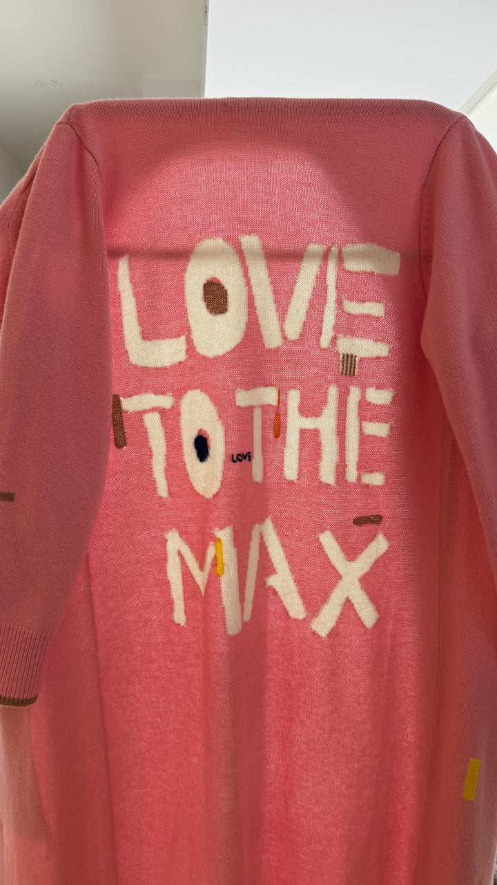 Kerri Rosenthal Pink Cashmere Knit "Love to the Max" Long Cardigan Size S