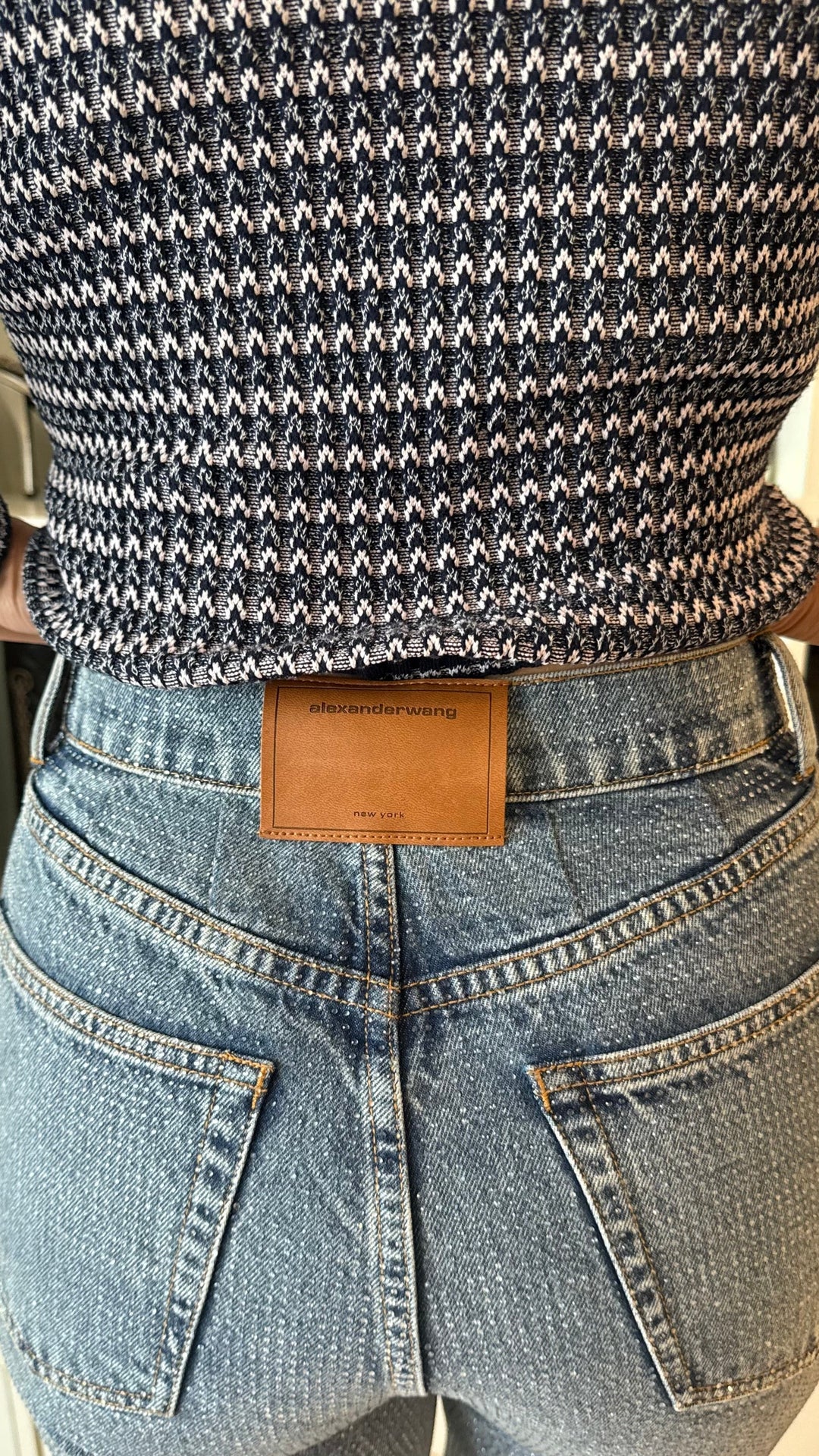 Alexander Wang Straight Cut Crystal Embellished Jeans Size 26