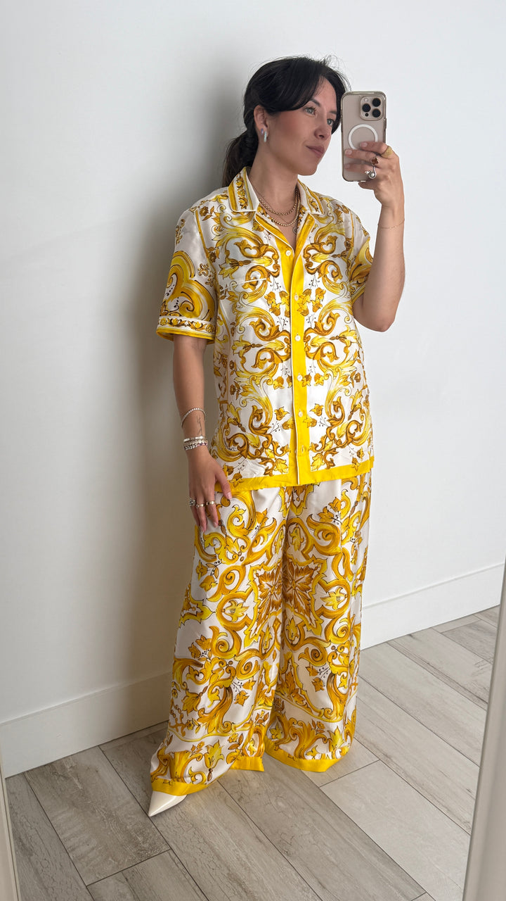 Dolce & Gabbana Yellow and White Printed Set Size 38