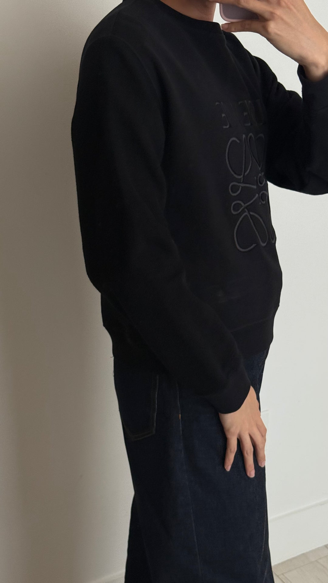 Loewe Black Cotton Anagram Crew Neck Sweater Size M