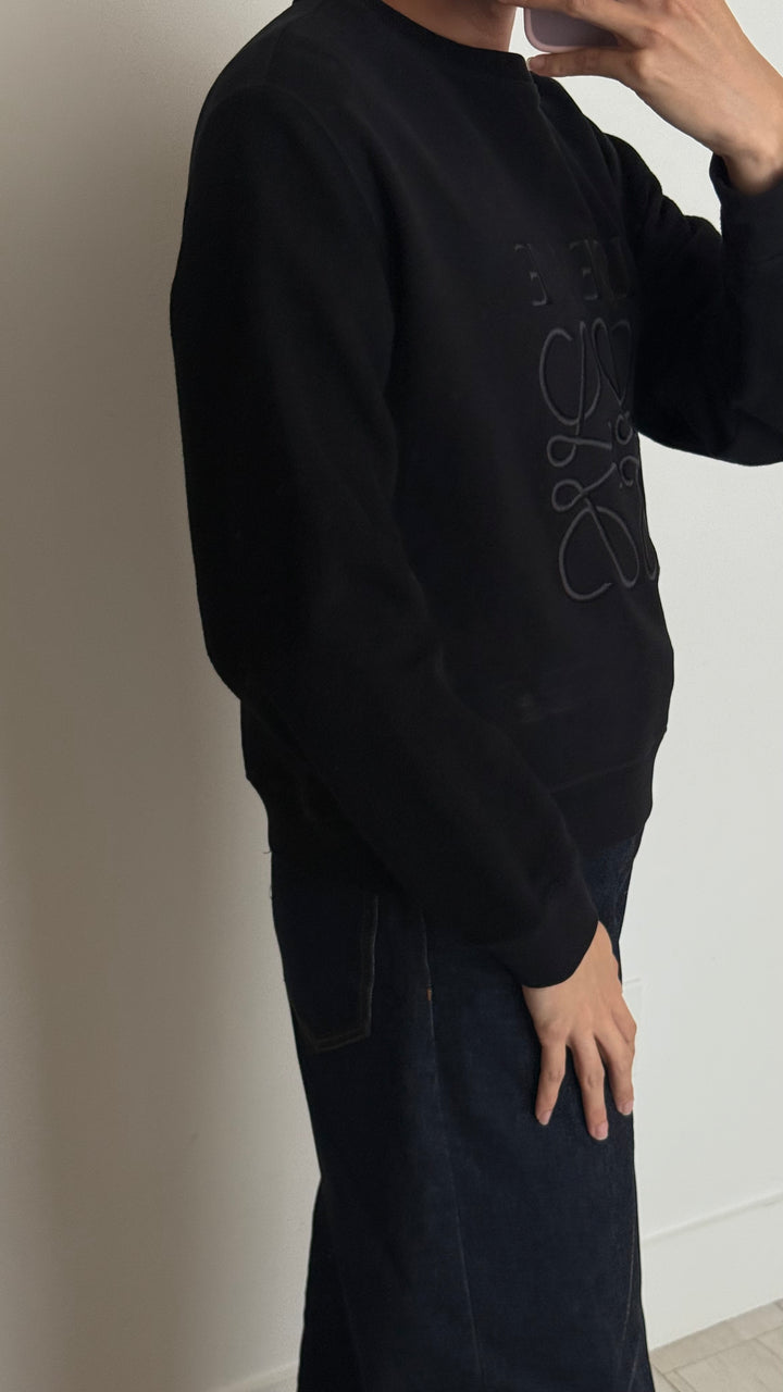 Loewe Black Cotton Anagram Crew Neck Sweater Size M