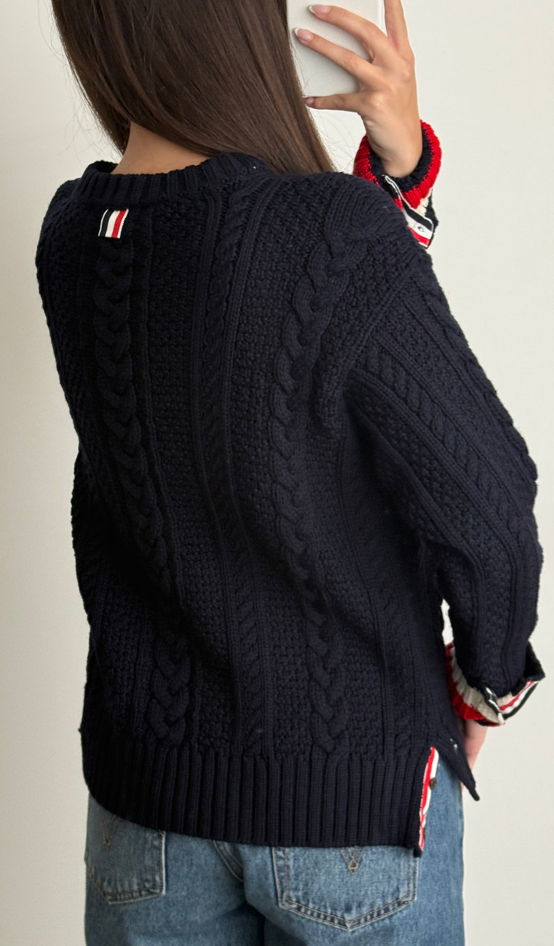 Thom Browne Navy Cable-knit Wool Sweater Size 3