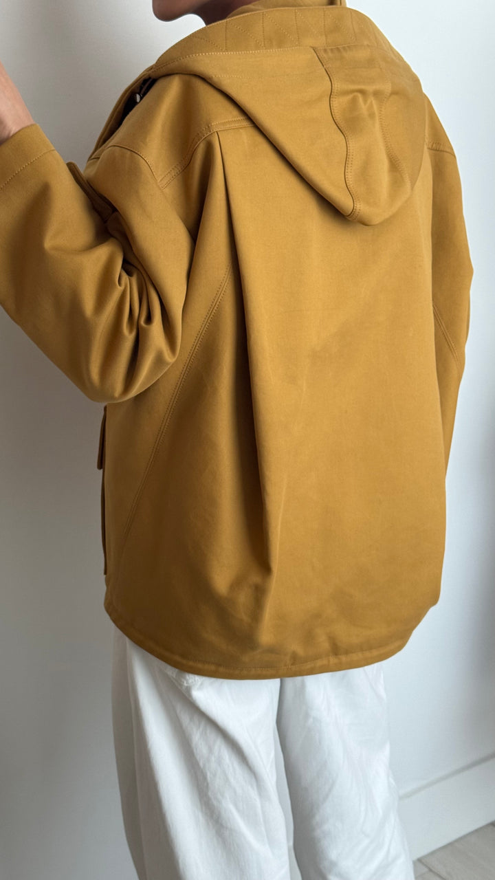 Gucci Yellow Cotton Utility Style Jacket with Quilted Interior Size 38