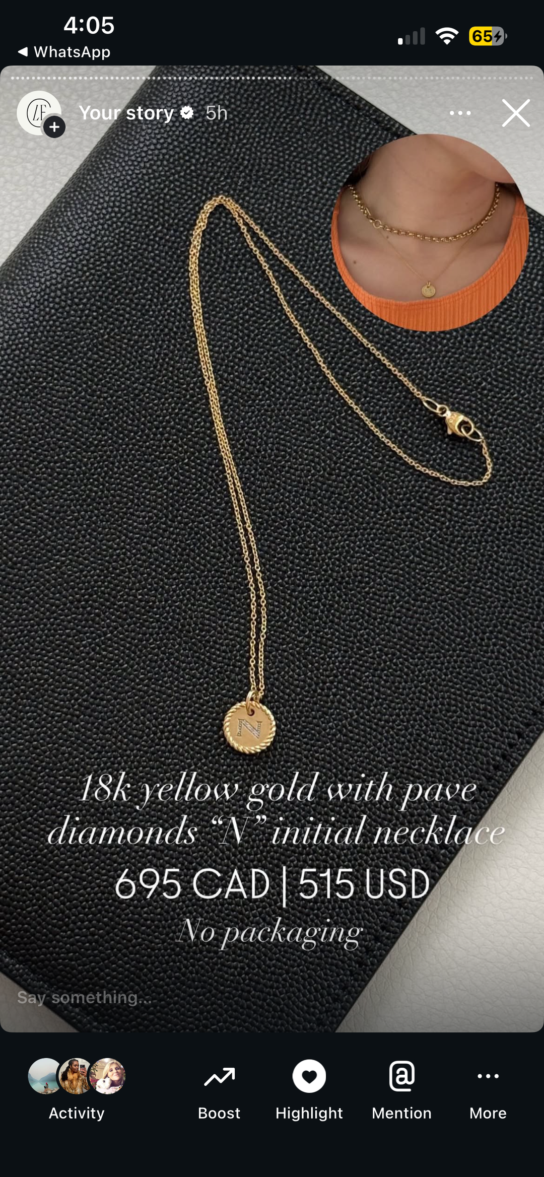 David Yurman 18KT Yellow Gold N Initial Necklace