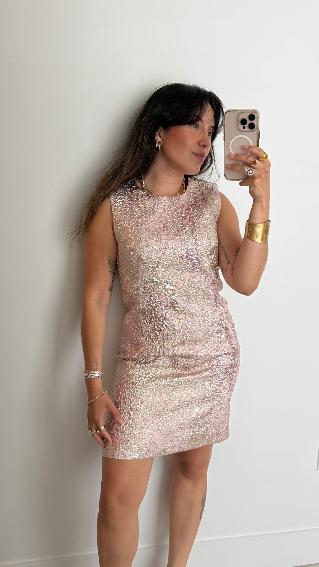 Dolce & Gabbana Pink Metallic Dress Size 42