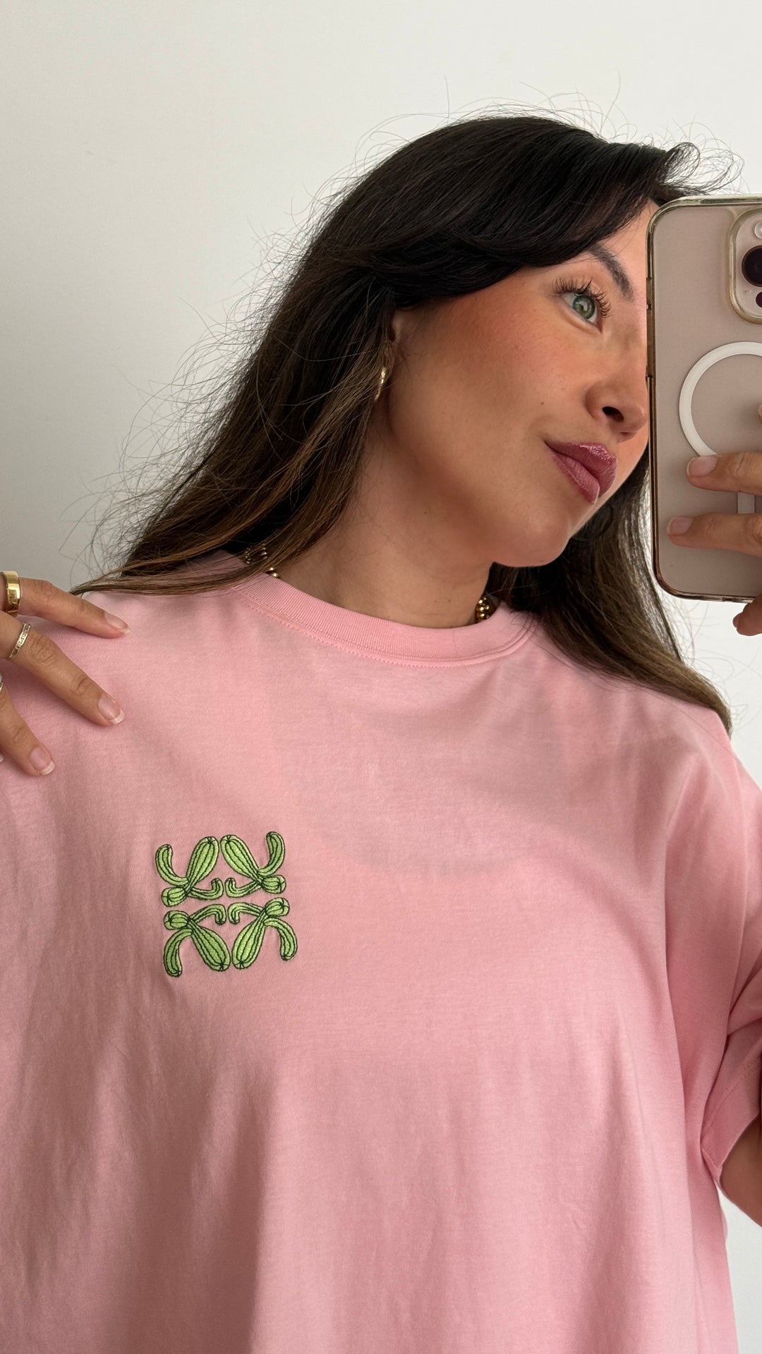 Loewe x Paula's Ibiza Pink Cotton T-Shirt with Cactus Logo Size S