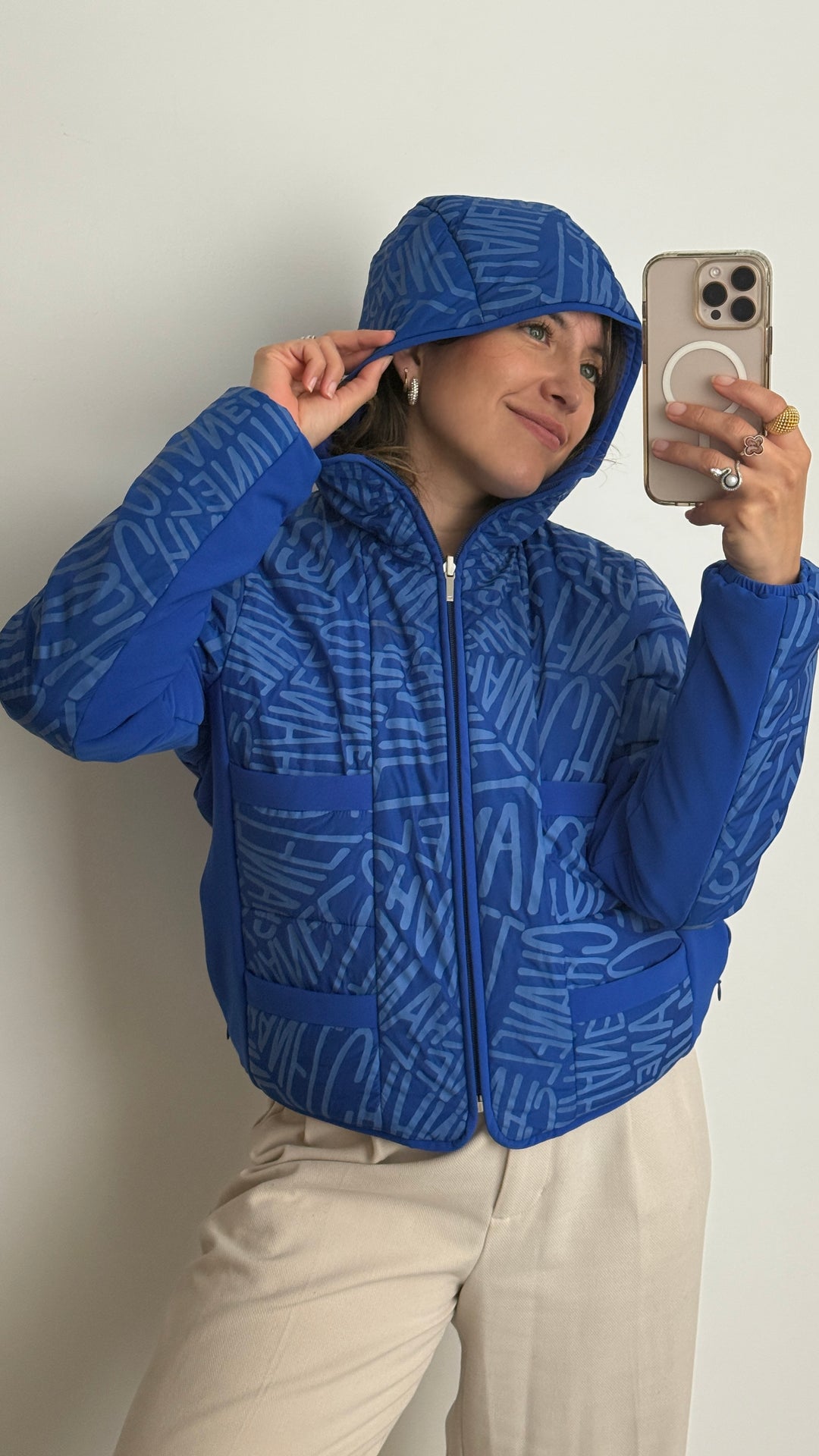Pre-Loved Chanel™ Blue Reversible Logo Jacket Size 36